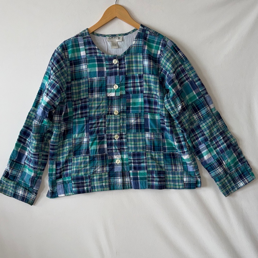 Orvis Madras Patchwork Plaid Lightweight Jacket S… - image 2
